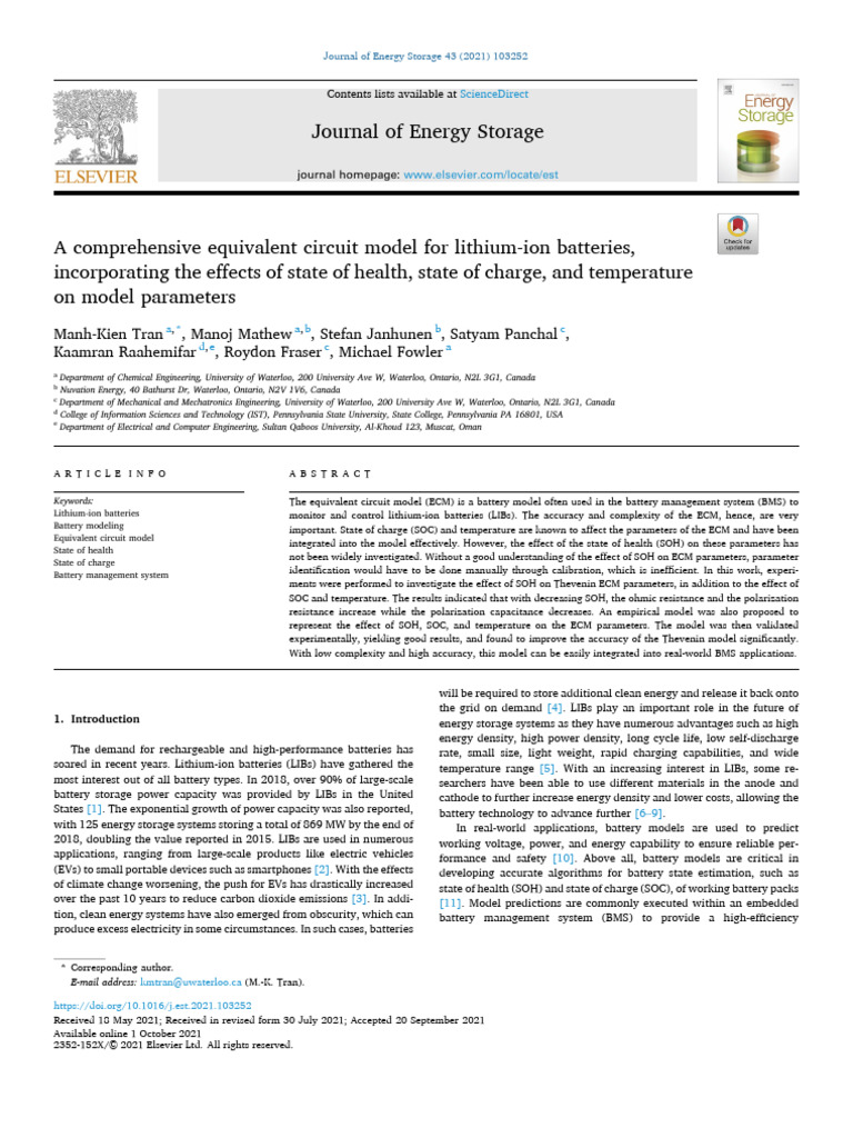Journal of Energy Storage | PDF | Battery Charger | Lithium Ion Battery