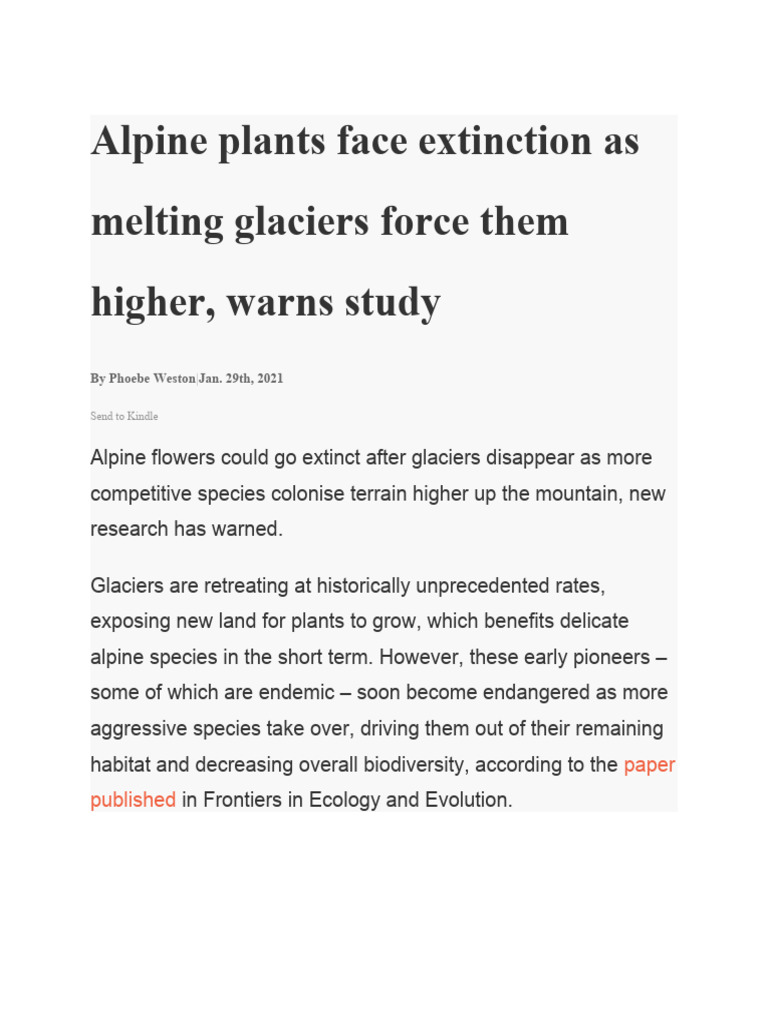 Alpine Plants at Risk from Glacial Melt | PDF | Science & Mathematics ...