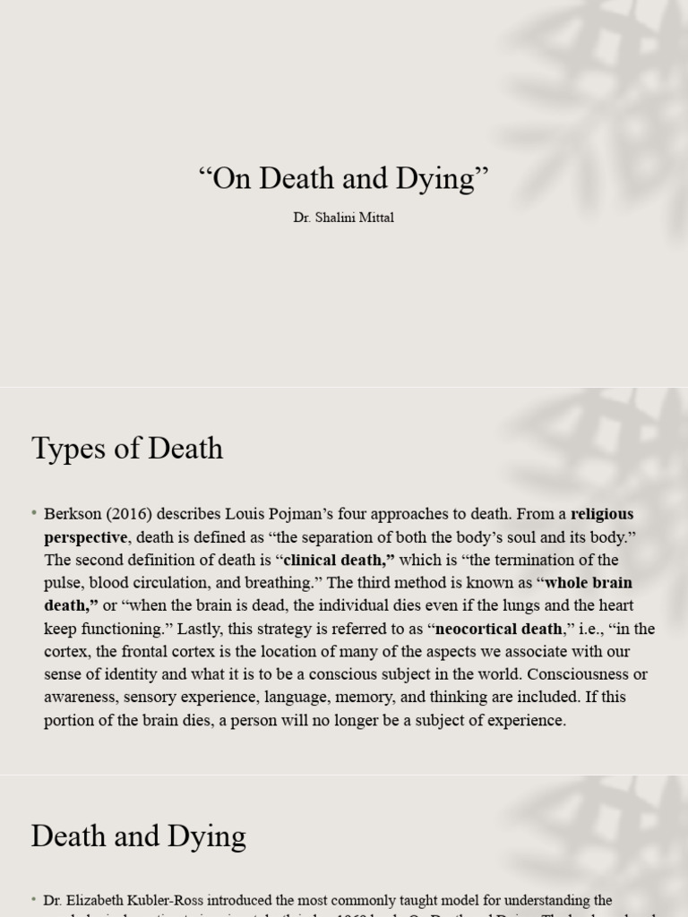 On Death and Dying | PDF | Death | Terminal Illness