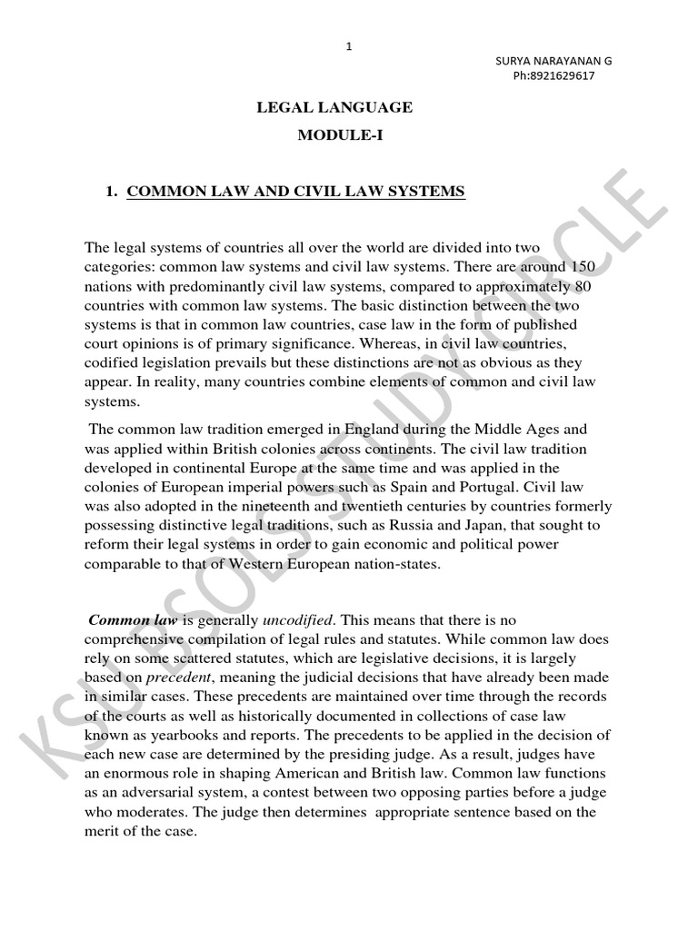 Common vs Civil Law Systems Explained | PDF | Precedent | Separation Of ...