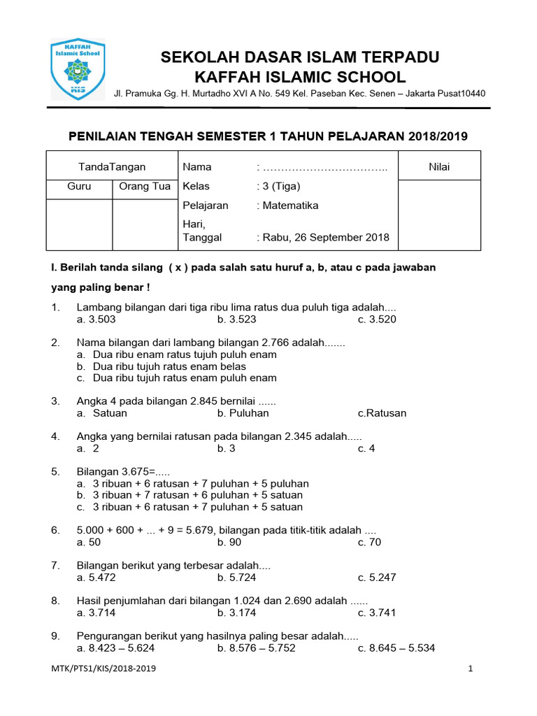 Soal Ulangan Matematika Kelas 3 | PDF | Olahraga & Rekreasi | Metode ...