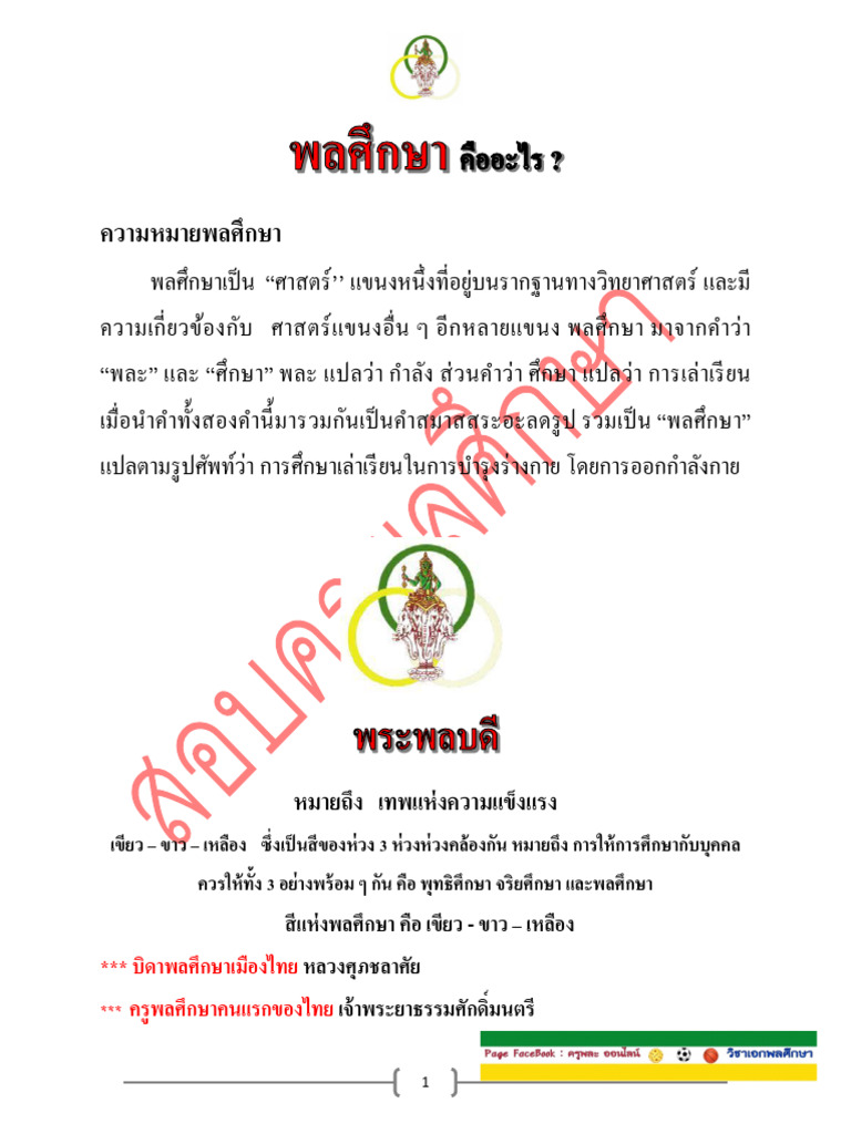 ชีทสรุป พละ 1 | PDF