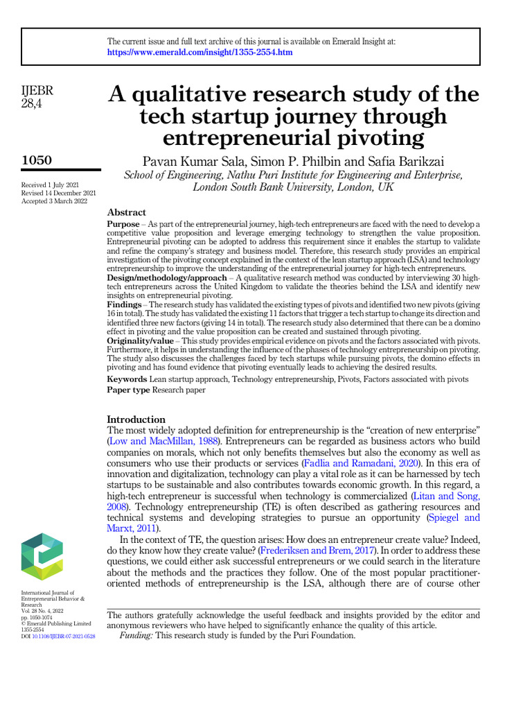 Tech Startup Pivoting Insights | PDF | Entrepreneurship | Startup Company