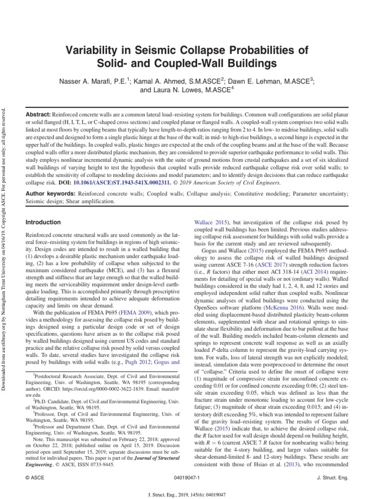 Variability in Seismic Collapse Probabilities of Solid - and Coupled ...