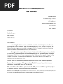 Letter of Intent For Joint Pole Agreement For Fiber Optic Cable