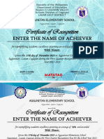 RECOGNITION AWARD CERTIFICATE Format