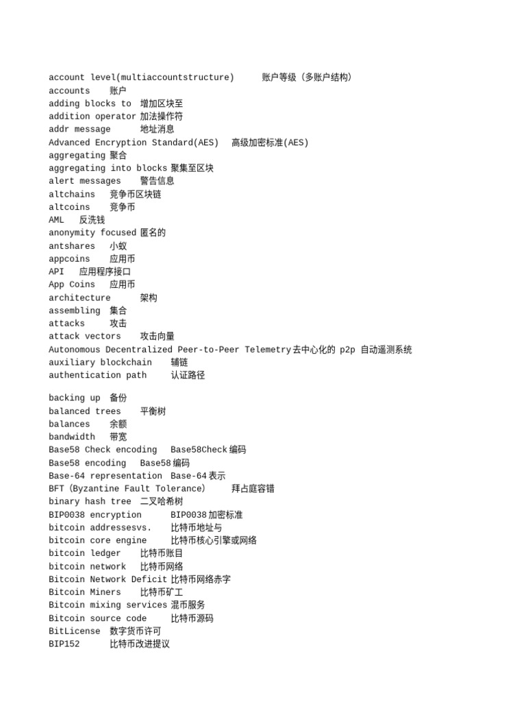 区块链双语术语| PDF