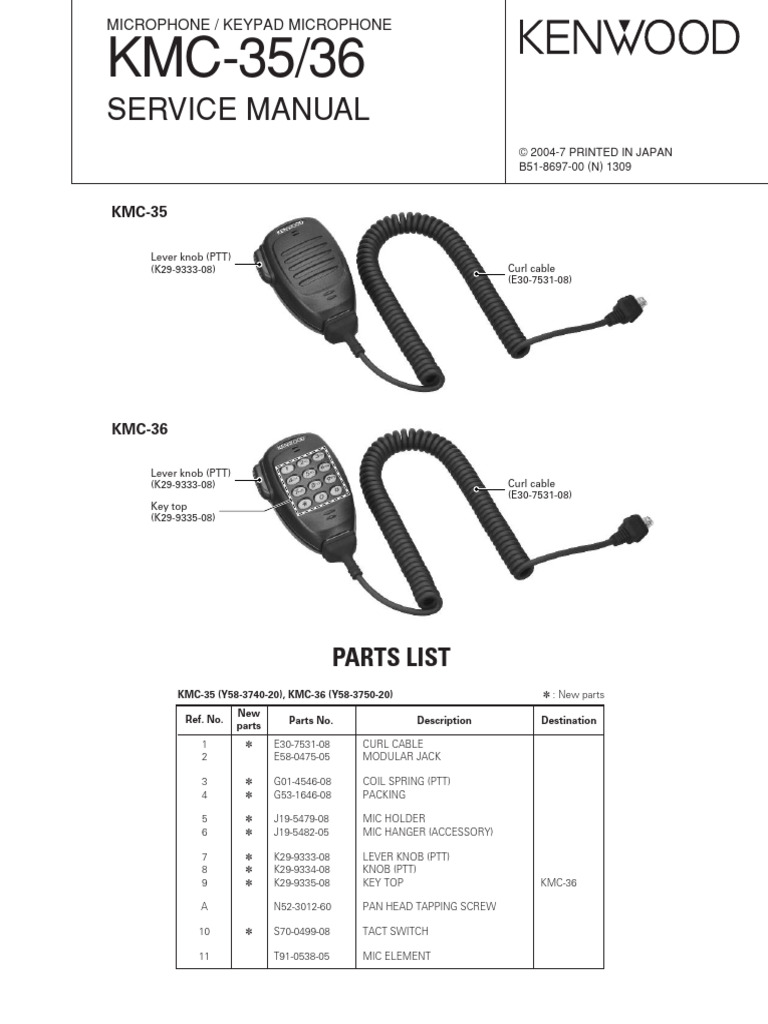 KMC-35/36 Microphone Service Manual | PDF