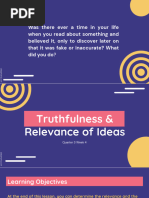 Truthfulness and Relevance of Ideas