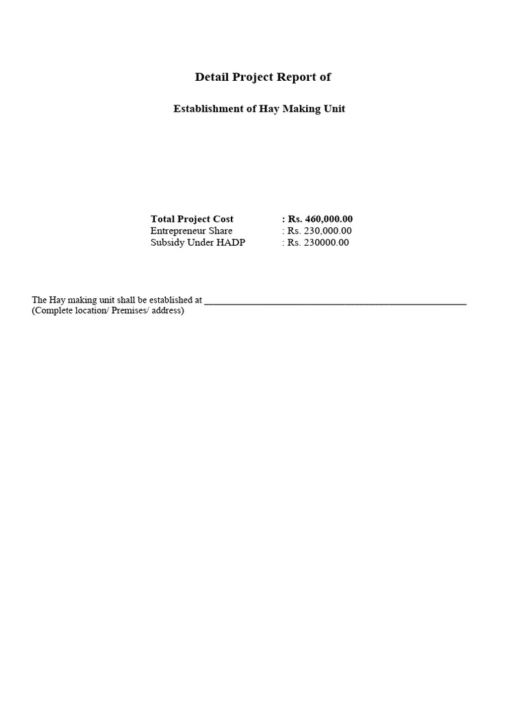 Establishment of Hay Making Unit | PDF | Hay | Fodder