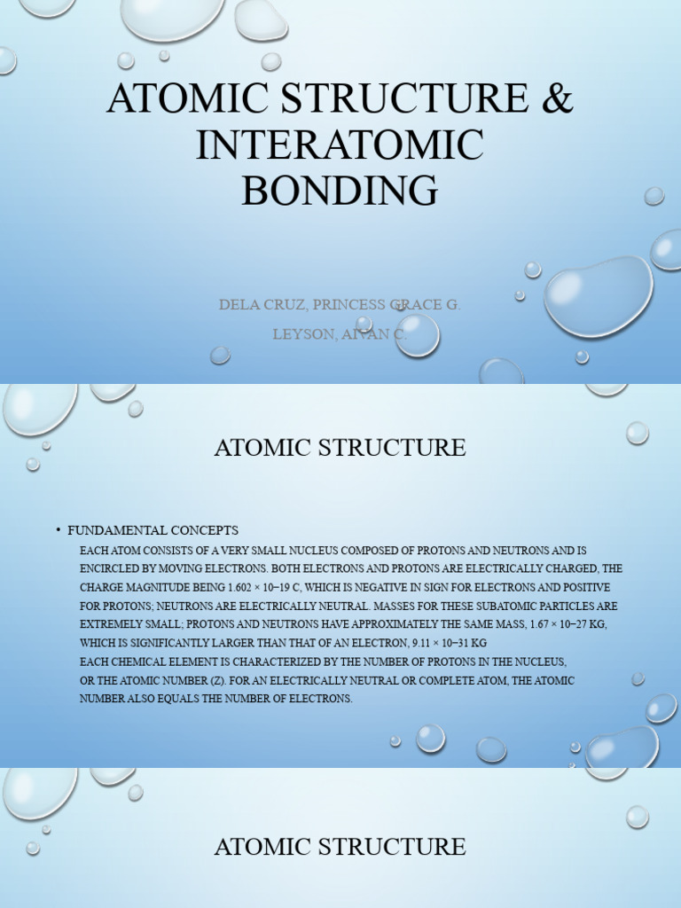Atomic Structure and Bonding Explained | PDF | Chemical Bond | Electron ...