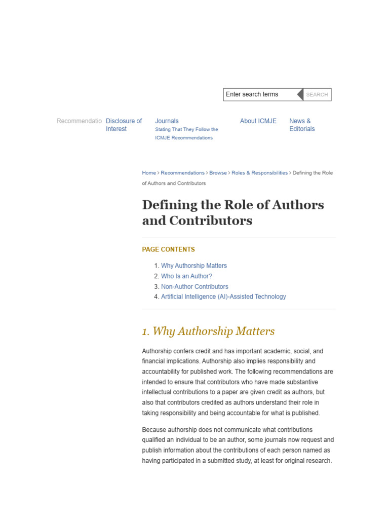 Defining Authorship Roles in Research | PDF | Editing | Artificial ...