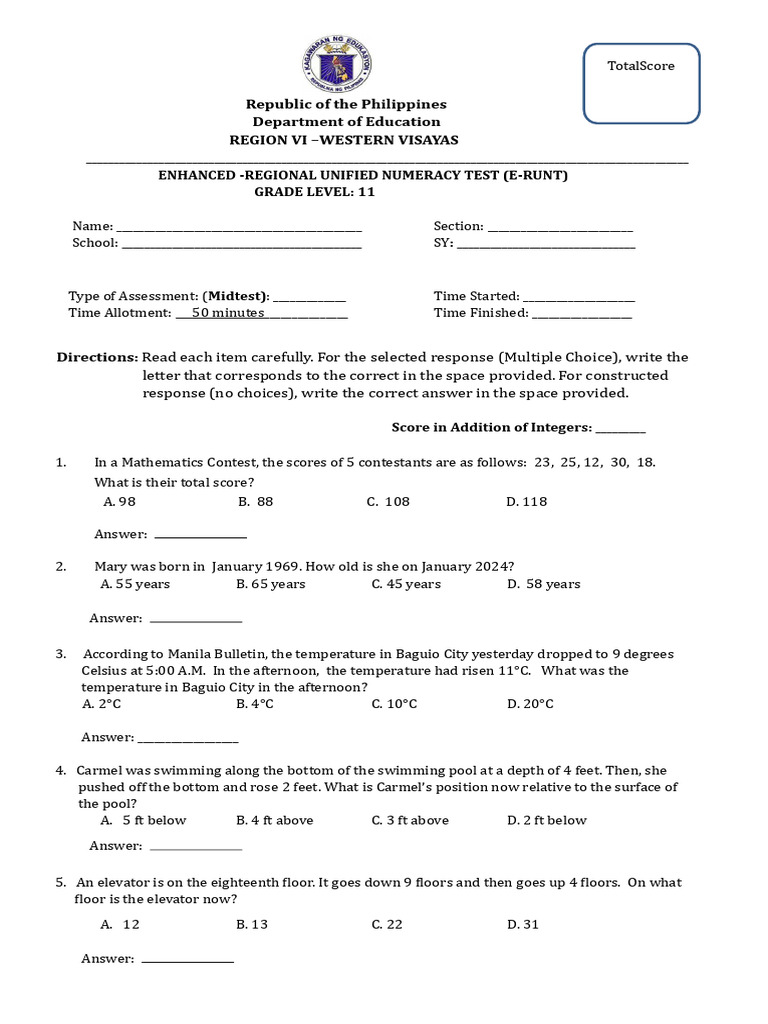 Final Midtest e Runt Grades 11 | PDF