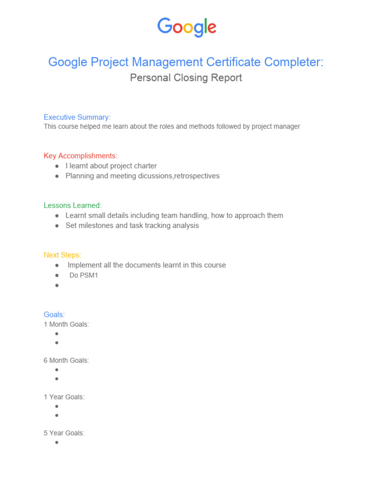 Personal Closing Report | PDF