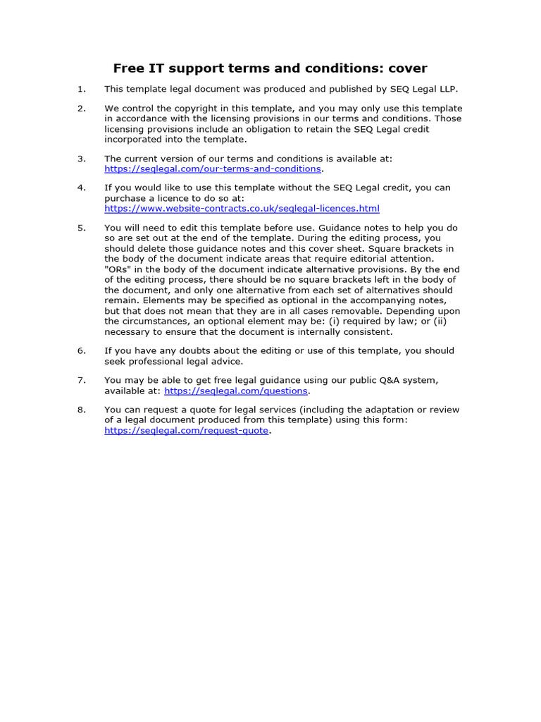 Free It Support Terms and Conditions | PDF | Legal Liability ...