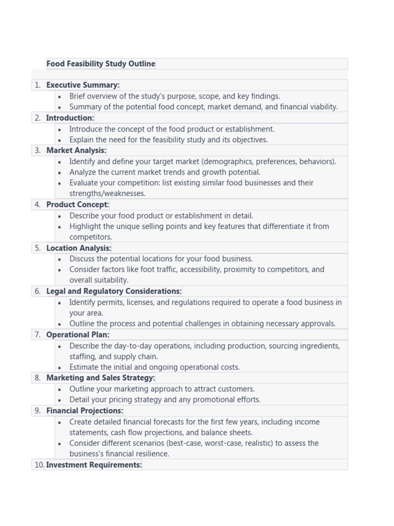 Food Business Feasibility Study Guide | PDF | Marketing | Feasibility Study