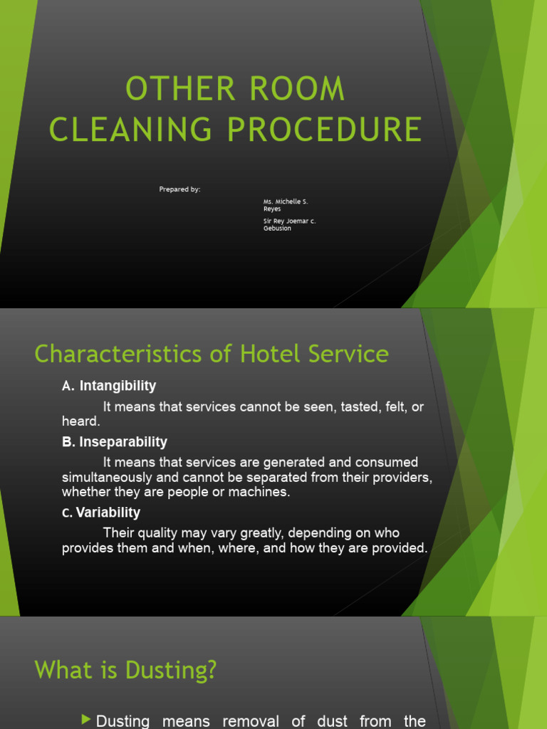 Other Room Cleaning Procedure: Prepared by | PDF | Vacuum Cleaner | Toilet