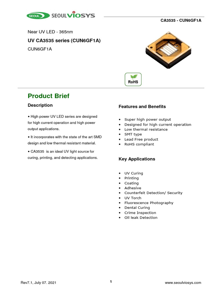 Cun6gf1a 210707 R7.1 | PDF | Electrostatic Discharge | Light Emitting Diode