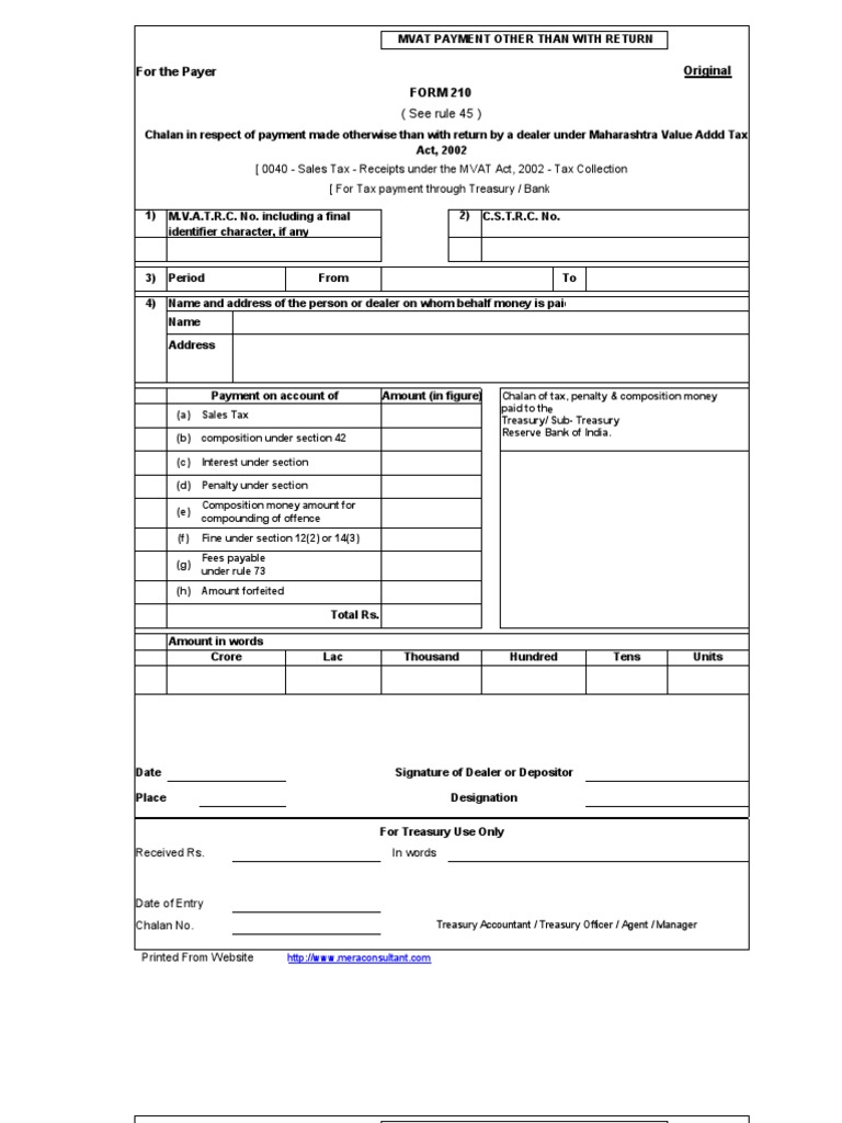 Original For The Payer FORM 210 | PDF | Payments | Receipt