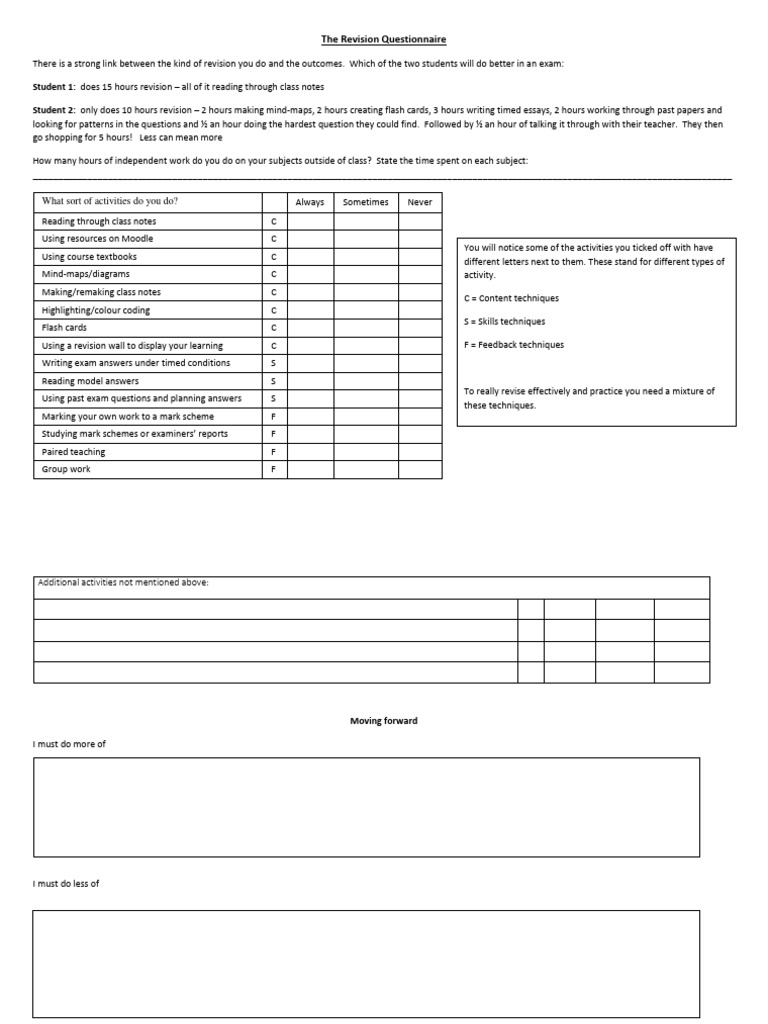 Eden Thompson-Hill - The-Revision-Questionnaire | PDF | Education ...