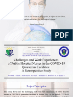 Challenges and Work Experiences of Public Hospital Nurses in The COVID 19 Quarantine Facilities A Retrospective Study