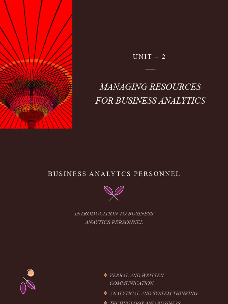 Managing Resources For Business Analytics | PDF | Data | Analytics
