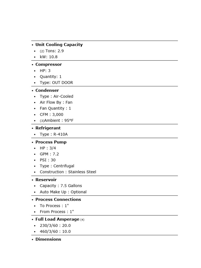 2-Ton Air-Cooled Cooling System Specs | PDF