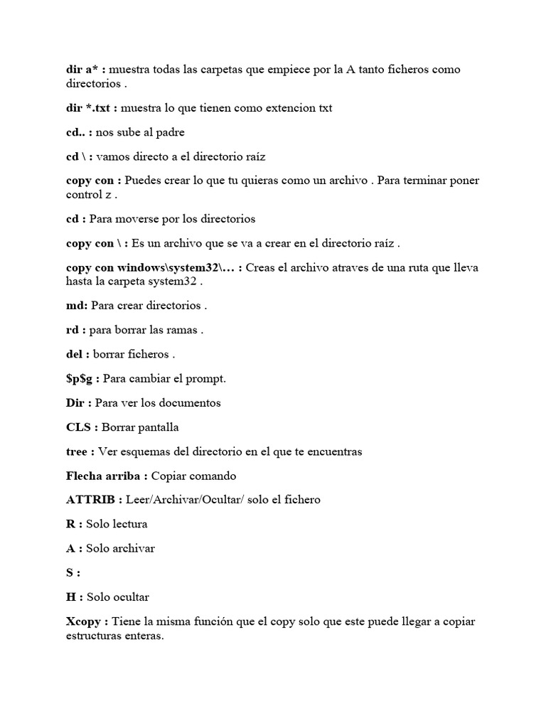 Comandos Básicos de Windows CMD | PDF | Archivo de computadora ...