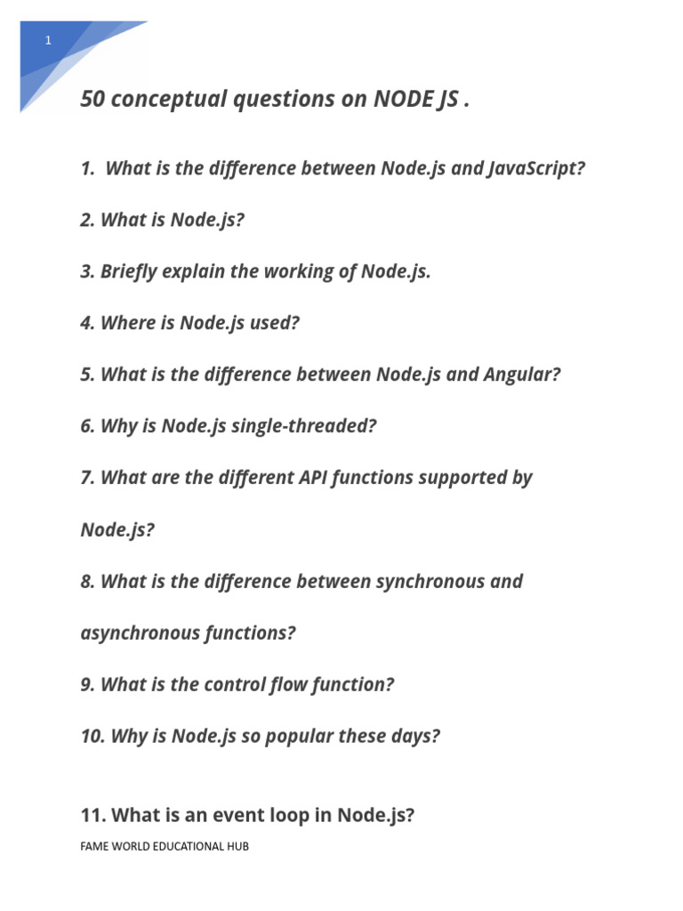 50 Conceptual Questions On NODE JS | PDF