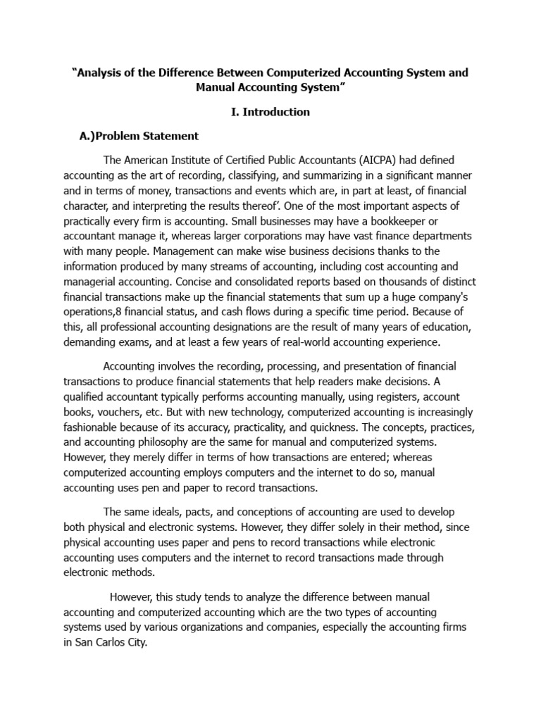 Analysis of The Difference Between Computerized Accounting System and ...