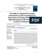 The The Effects of Input Processing Instruction On The Acquisition of Expression of Giving and Receiving (Juju Hyougen) by The Indonesian Learners of Japanese