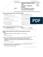B, C - Math Worksheet 3 Title: Module 2: Algebraic Models 2.4 Creating and Solving Compound Inequalities