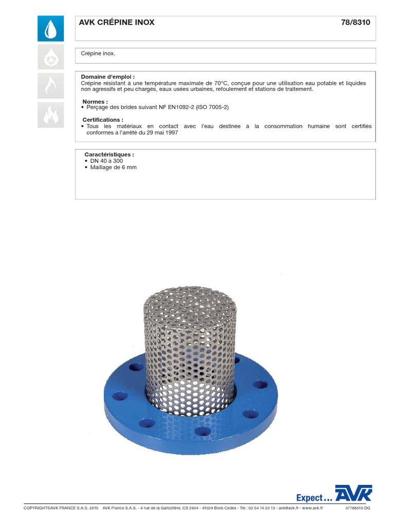 Crépine Inox 78 - 8310 - BD | PDF