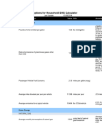 List of Assumptions For Household GHG Calculator