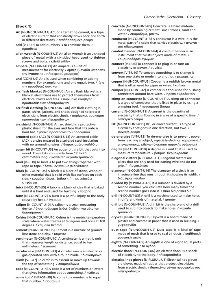 ELECTRICIAN Glossary PDF Electrical Connector Ac Power Plugs And