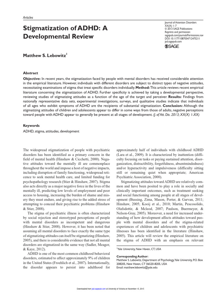 Stigmatization of ADHD: A Review | PDF | Attention Deficit ...