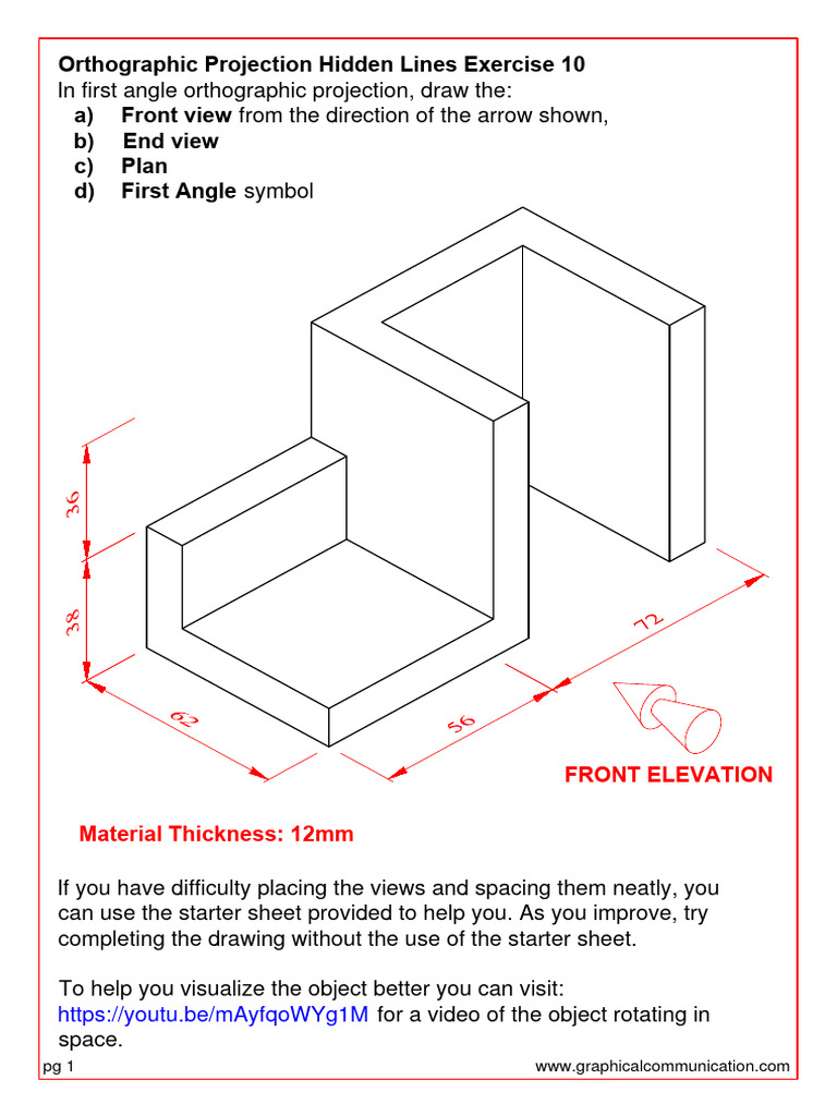 Orthographic Projection Exercise Guide | PDF