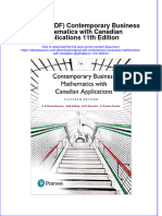 Original PDF Contemporary Business Mathematics With Canadian Applications 11th Edition PDF