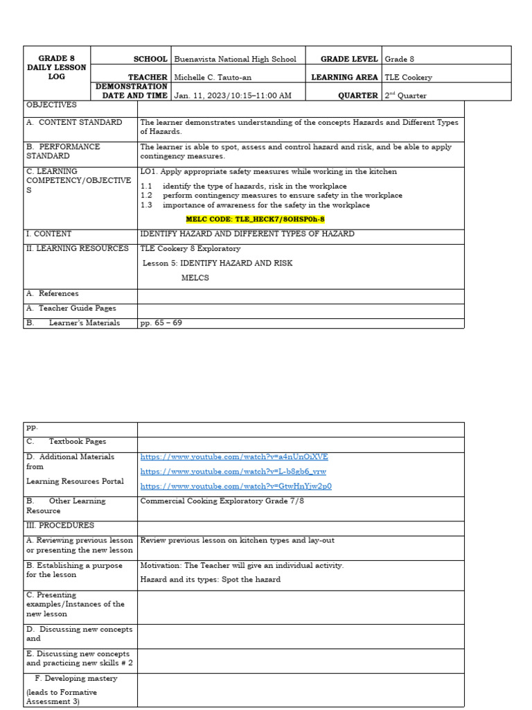 Melc Code: Tle - Heck7/8Ohsp0H-8 | PDF