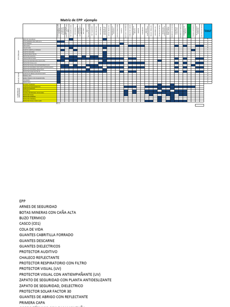 MOdelo Matriz EPP y Anexo Entrega EPP L | PDF