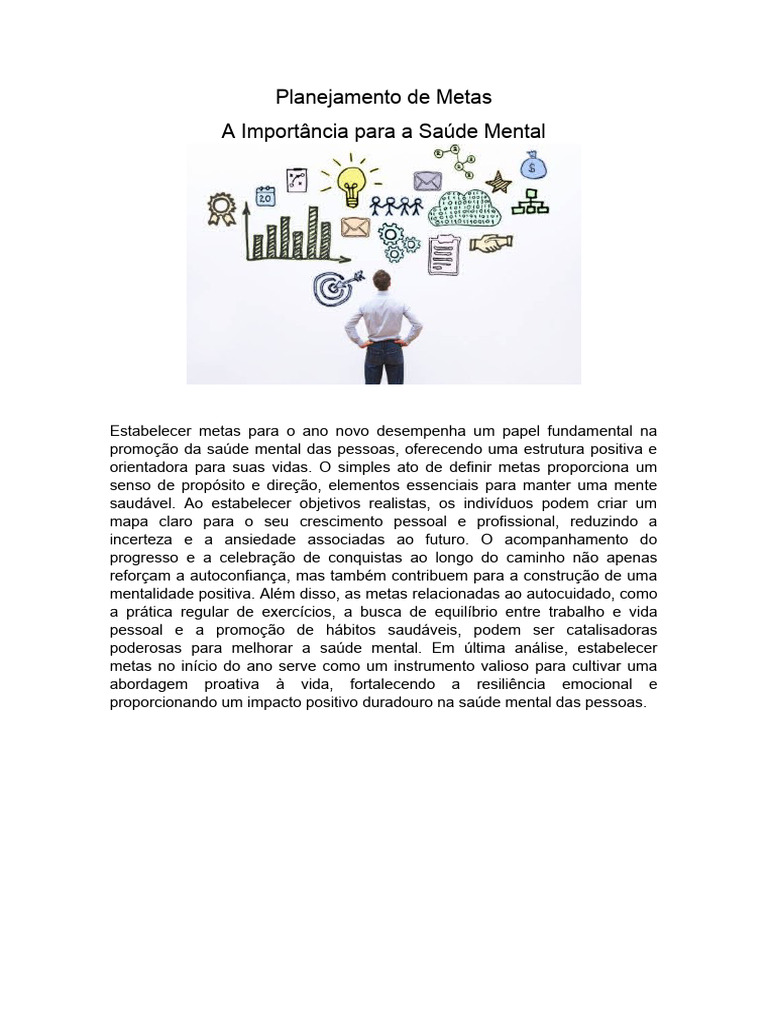Metas para Saúde Mental em 2024 | PDF | Motivação | Motivacional