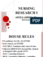 NURSING RESEARCH I Houserules and Syllabus