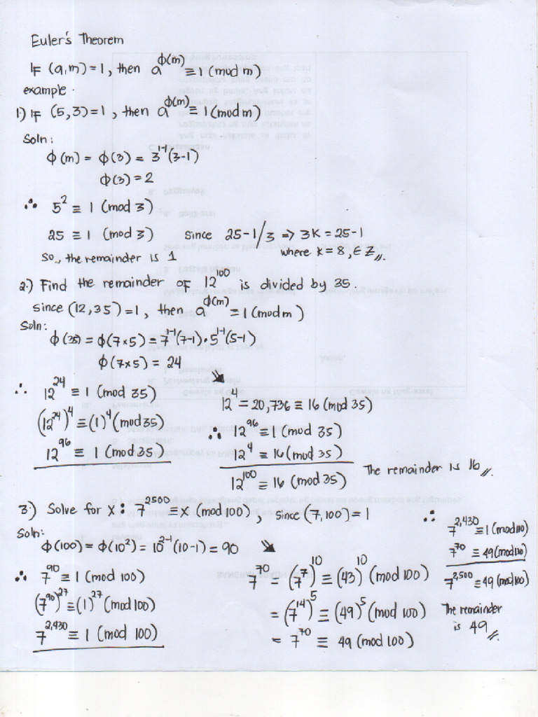 Eulers theorem notes pdf