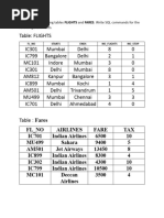 Consider The Following Tables FLIGHTS and FARES