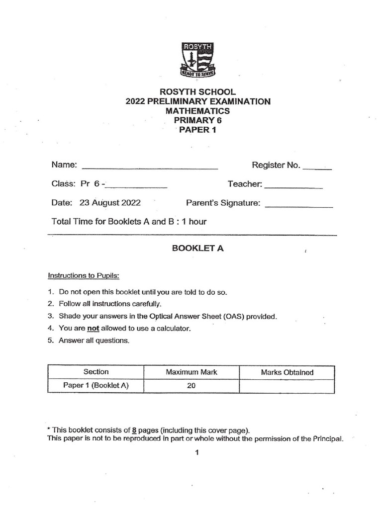 P6 Maths Prelim 2 | PDF