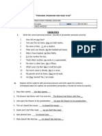 Exercises To Be Verb and Personal Pronouns SANTIAGO CORONEL