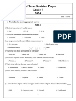 Third Term Revision Paper Grade 7 2024: Answer All Questions Underline The Most Appropriate Answer