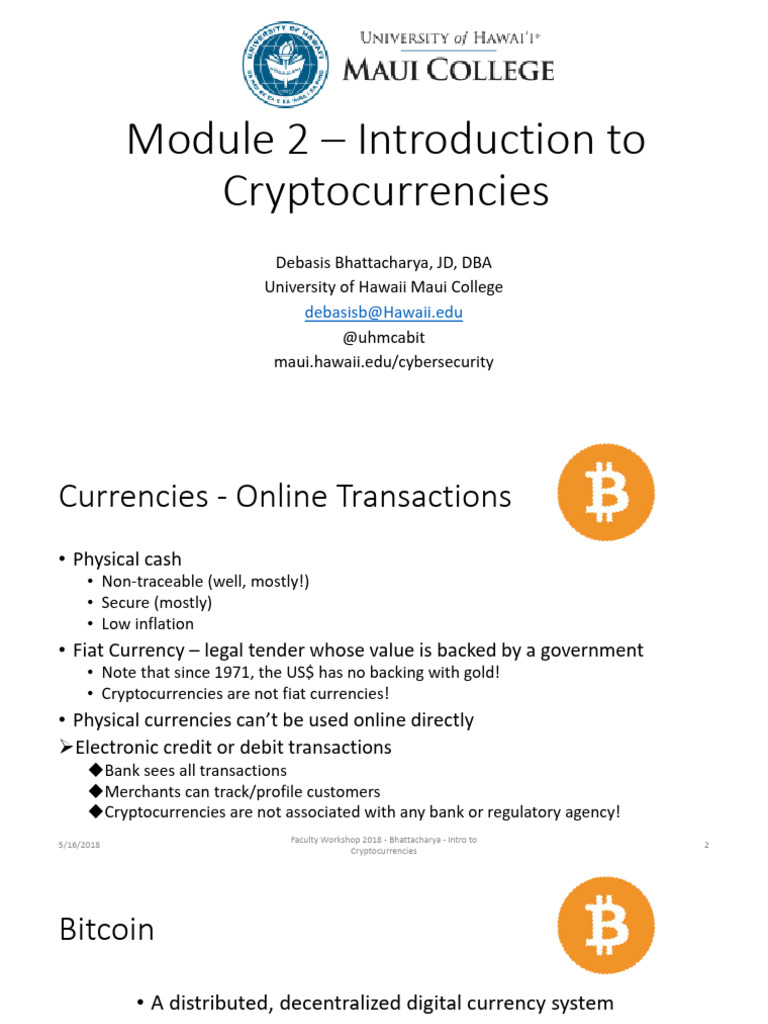 Module 2 Introduction To Cryptocurrencies | PDF | Cryptocurrency | Bitcoin