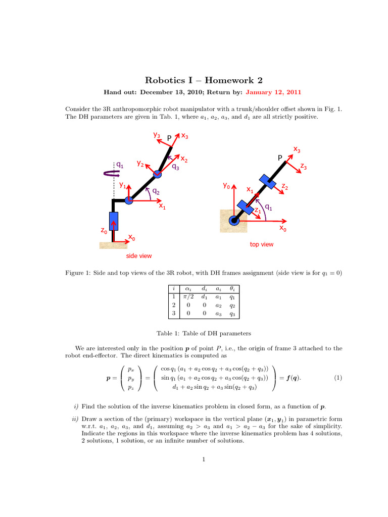 3R Robot Inverse Kinematics Homework | PDF | System Of Linear Equations ...