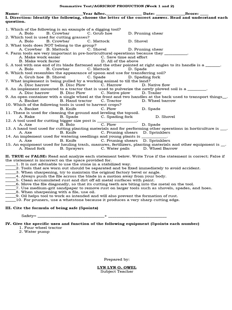 Tle Sum Pdf Plough Tractor